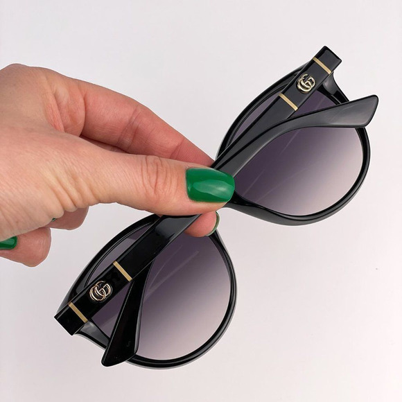 Gucci GG0631S 001 Sunglasses Black Logo Gray Gradient Cat Eye Women main image 10